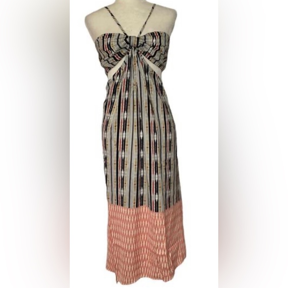 Anthropologie halter maxi cutoff dress